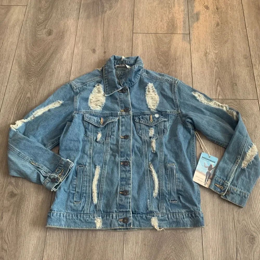 Highway premium denim jeans 100%cotton distressed jacket